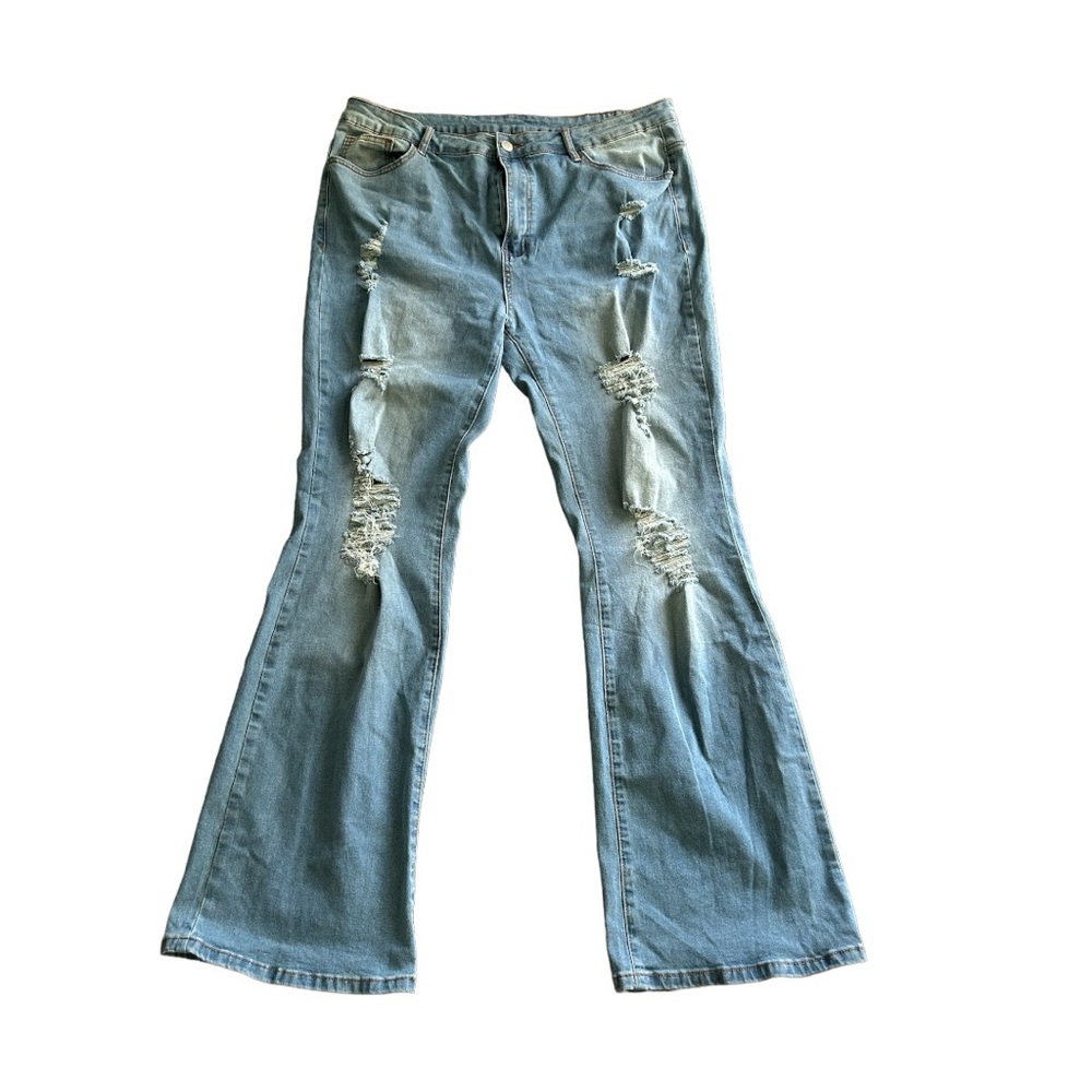 NEW SHEIN CURVE women’s Flared Wide Leg Ripped Jeans.